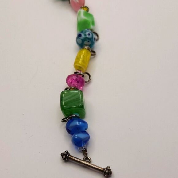 Multi Color Art Glass Bead Bracelet - Picture 4 of 5